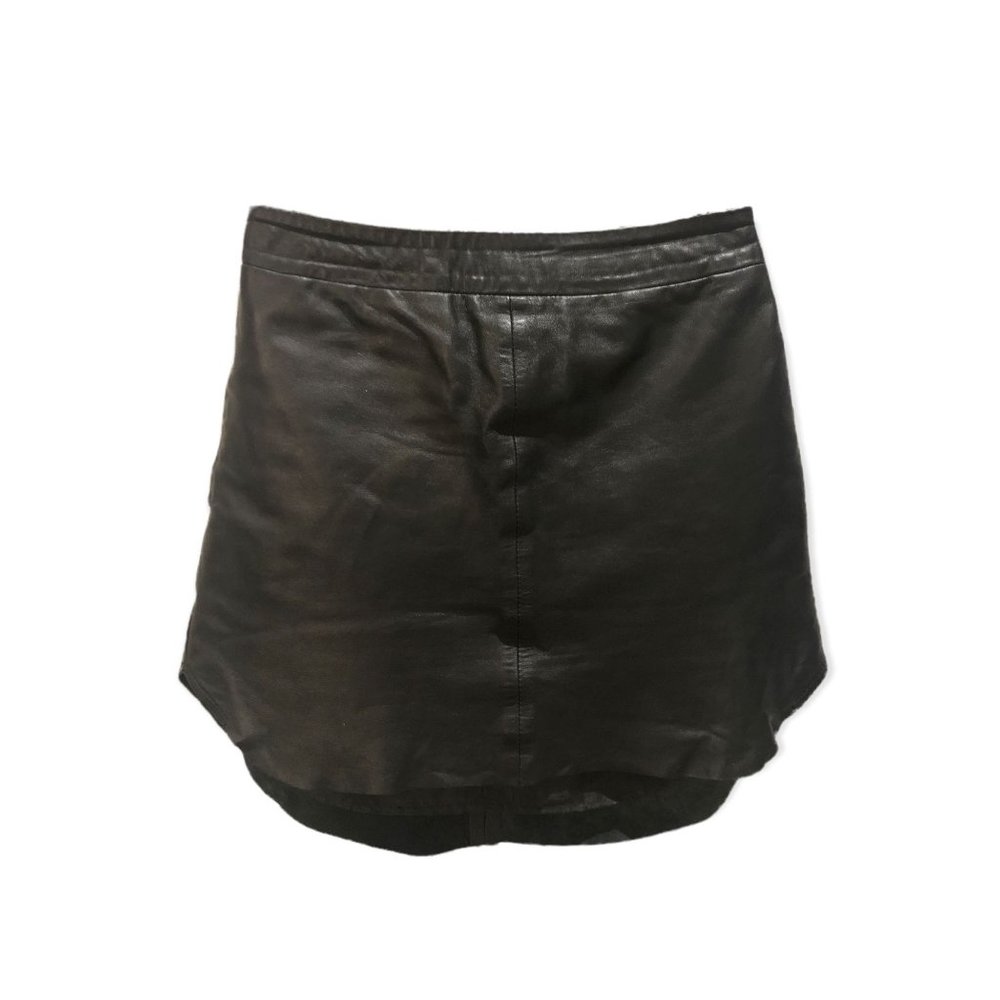 100% Leather Mini Skirt w Exposed Gold Zipper Very Soft See Measurements